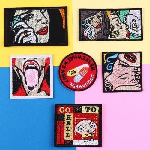 Japanese Anime Girl Patches for Clothing, by the throat, Vomit the tongue, Feel the face, 3D Applique, Diy Clothing Accessories