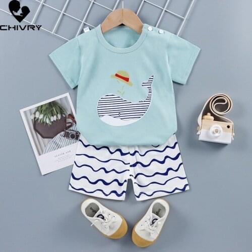 New 2021 Kids Boys Summer Cartoon Print Short Sleeve O-Neck Cute T-Shirt Tops with Shorts Baby Girls Casual Pajamas Clothing Set