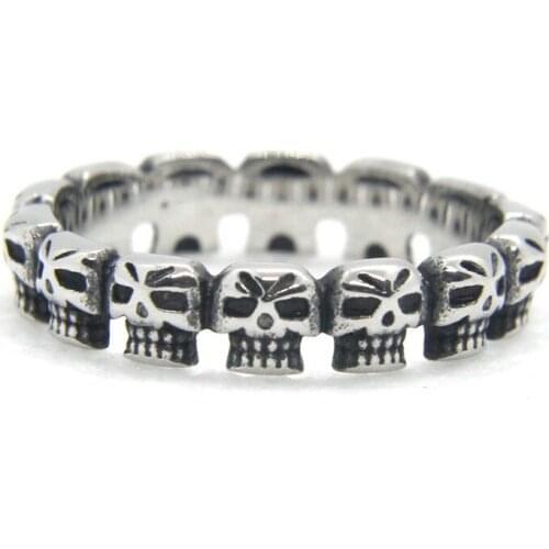 Support Dropship Newest Size 7-12 Skull Circle Ring 316L Stainless Steel Jewelry Unisex Punk Skull Ring