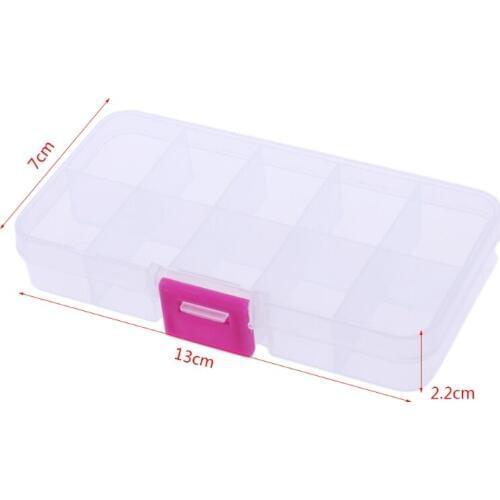10 Compartments Clear Plastic Storage Box Jewelry Bead Screw Organizer Container