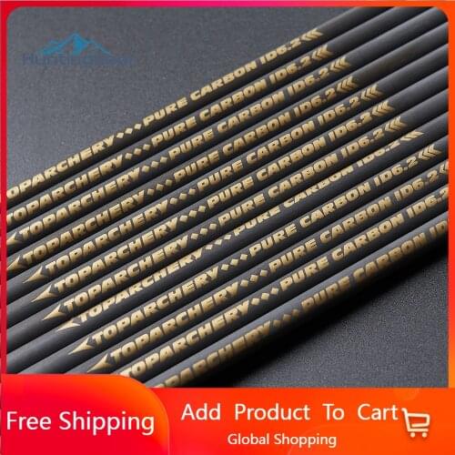 6/12/24PCS 33Inch Archery Pure Carbon Arrows Shaft Raw Bare Carbon Rods ID 6.2mm for DIY Hunting Carbon Arrow Shooting Practice