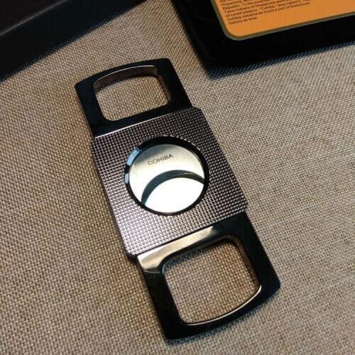 Stretched Metal Thickening Cigar Cutter Stainless Steel Black Portable Compact Scissors Smoking Tools Gadgets for Men Gifts