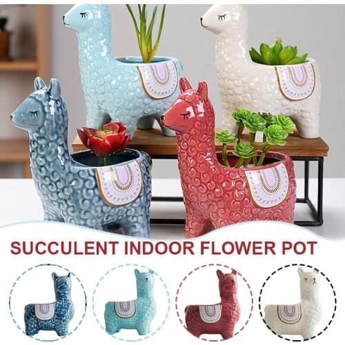 Unique Animal Succulent Planter Pots Cute Alpaca Succulent Pots Home Decor for Mini Succulent Plants Garden Accessories A1