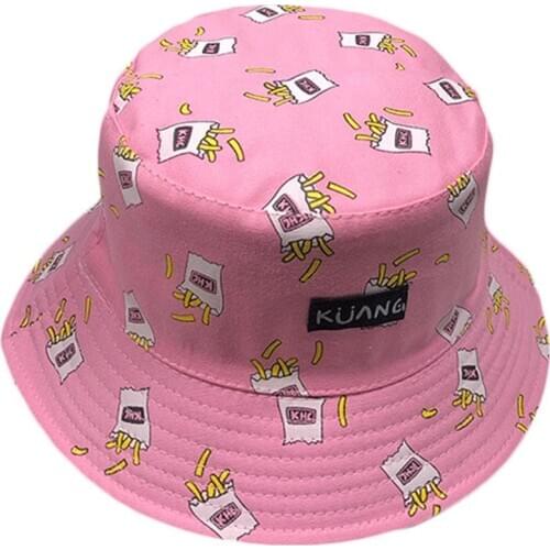 Vintage Unisex Banana Chips Carrot Printed Bucket Hat Outdoor Sun Protection Cap