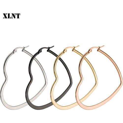 XLNT New Cute Hollow Big Heart Hoop Earrings For Women Gold Silver Color Copper Simple LOVE Trendy Romantic Jewelry Nice Gifts