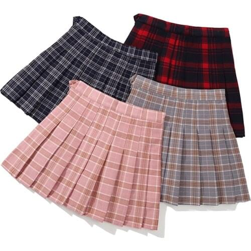 Teen Girls Pleated Skirt Harajuku Preppy Style Plaid Skirts Cute Japan School Uniform High Waist Kawaii Kids Adult Skirt Fashion