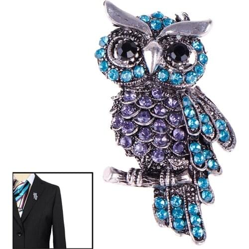 Womens Owl Zinc Alloy Trendy Imitation Rhinestone Brooch Badge Christmas Gifts