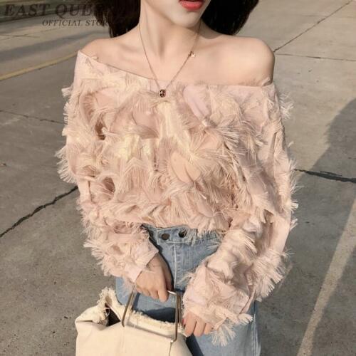 Off shoulder top femme sexy tops casual long sleeves knitted tassel vestidos slash neck women clothes streetwear lady AA3783 Y a