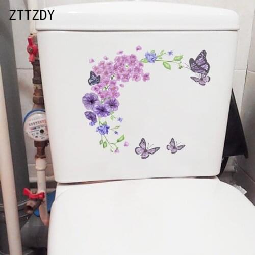 ZTTZDY 25×22CM Modern Creative Wreath Bathroom Toilet Stickers Personality Home Room Wall Decor T2-1417