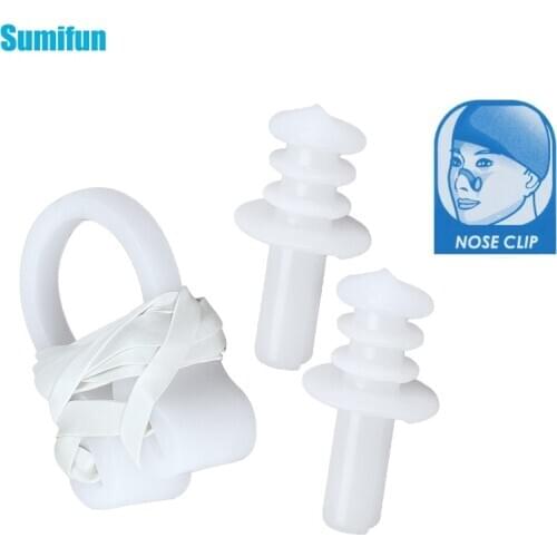 1set Reusable Silicone Swim Earplugs Anti-Noise Earplugs Soft and Flexible Ear Plugs With Nose Clip Sleep Sport Product C197