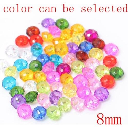 100g/lot 8mm 14 Colors Can be selected Faceted Flat Round Acrylic Spacer Beads DIY for Wedding Home and Party decoration