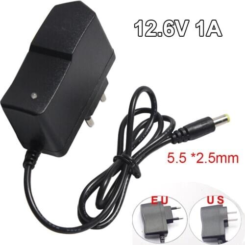 12.6V 1A Lithium Battery 18650 Charger Power Supply Adapter 5.5 *2.5MM DC Plug With Wire Lead Charger for Electric Drill