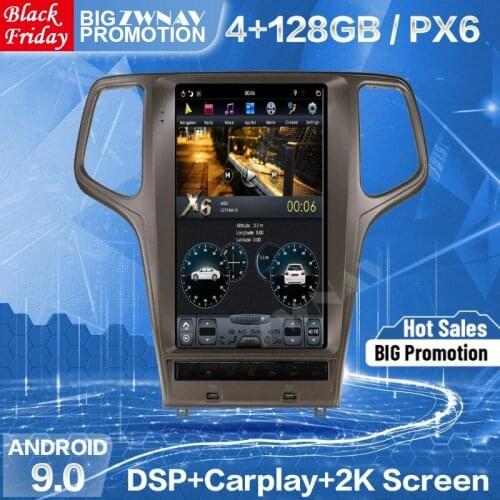 128 Tesla Vertical Screen For Jeep Grand Cherokee 2010 2011 2012 2013 Android 9 GPS Navigation Audio Radio Head Unit Auto Stereo