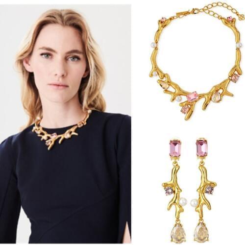 2018 Amybaby Designer High Quality Womens Luxury Vintage Pearls Crystal Womens Necklace Earring Jewelry For Party