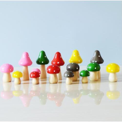 3pcs/lot Wood Mushrooms Miniature Fairy Garden Home Decoration Craft Micro Landscape Decor DIY Gift Moving Forest ML 004