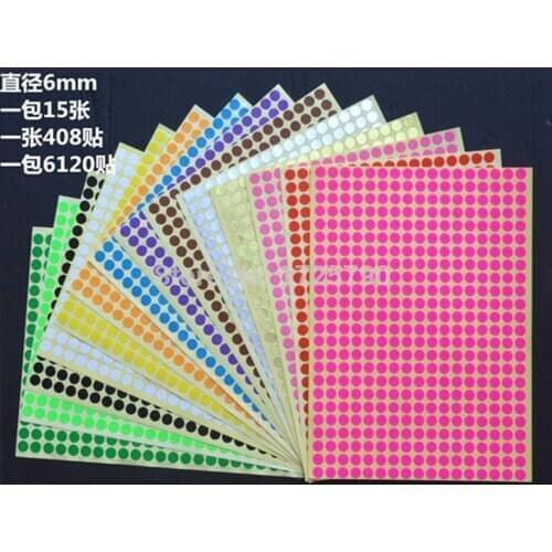 408pcs/lot 6mm Colorful Round Dot sticker labels Color Stickers Circles Paper Label for Packing Tags