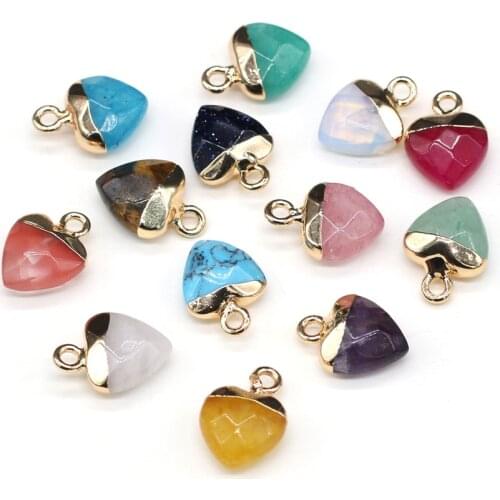 5pcs Natural Stone Pendant Charms Blue Sandstones Green Aventurines Pendant for Making Jewelry Necklace Earrings 10x14mm