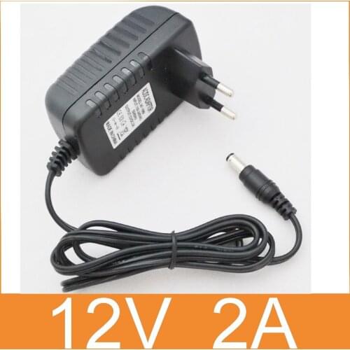 50PCS 12V2A AC 100V-240V Converter Adapter DC 12V 2A 2000mA Power Supply EU Plug 5.5mm x 2.1-2.5mm for LED CCTV Free shipping