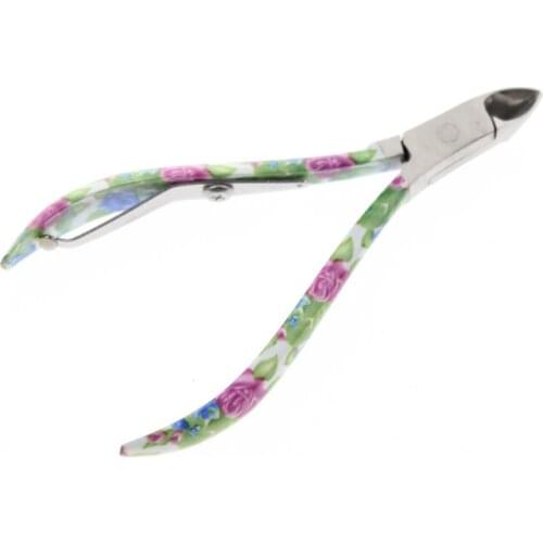 9.5cm Flower Printed Stainless Steel Trim Professional Dead Skin Nail Manicure Cuticle Cutter Trimmer Clipper Scissor Nipper