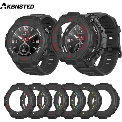 AKBNSTED Double Colorful PC Protector Case For Xiaomi Huami Amazfit T-Rex Smart Watch Protective For Amazfit T-REX Edge Bumper