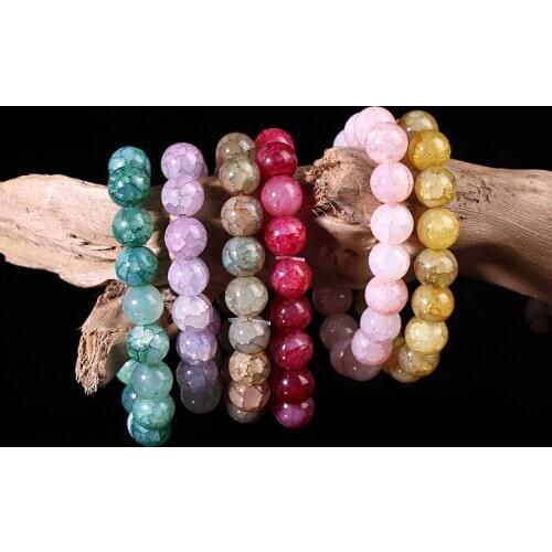 Natural Color Crystal Beaded Bracelet Good Lucky Charm Bracelets Jewelry Womens Fashion Crack Stone Bracelet Jewelry Gifts