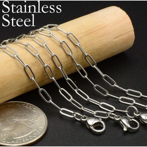20 Pcs- Stainless Steel Paper Clip Chain Necklaces for Women, Tarnish Free PaperClip Necklace Choker Long Oval Link Necklaces