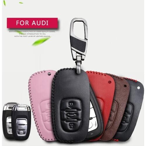 Real Leather Car Key Case Cover For Audi A4L Q3 Q5 Q8 Q7 A1A3 8P 8V A4 B6 B7 B8 B9 A5 A6 C7 C8 C5 C6 S5 TT MK1 Key Ring Llaverd