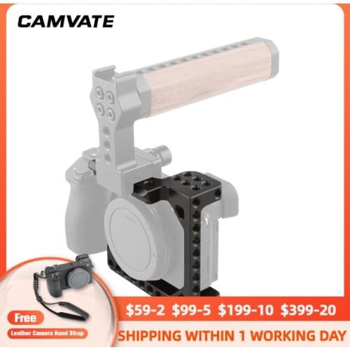 CAMVATE DSLR Camera Cage Rig With Quick Release NATO Safety Rail &1/4"-20 Mounting Point For A6000/A6300/A6400/A6500/A6600/Eos M