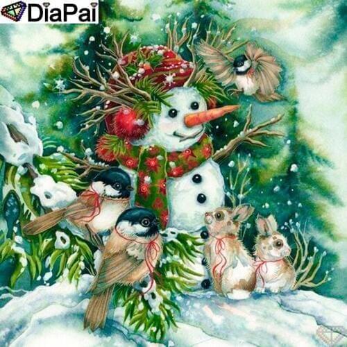 DIAPAI Art 5D Diy Diamond Painting "Cartoon snowman bird" Diamond Pictures Cross Stitch 3D Rhinestone Embroidery Decor A26728