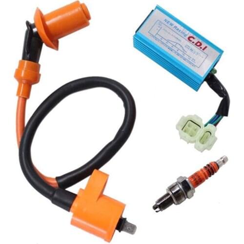 For GY6 50cc-150cc 4-Stroke Engines ATV 6 Pin male plug Racing Ignition Coil+Spark Plug+CDI Box