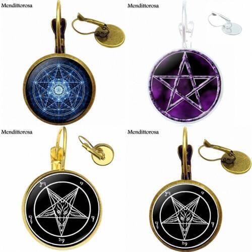 For Women Wedding Personality Pentagram Fashion Novelty Glass Bronze/Silver/Golden Clip Ear Hook Drop Earringss