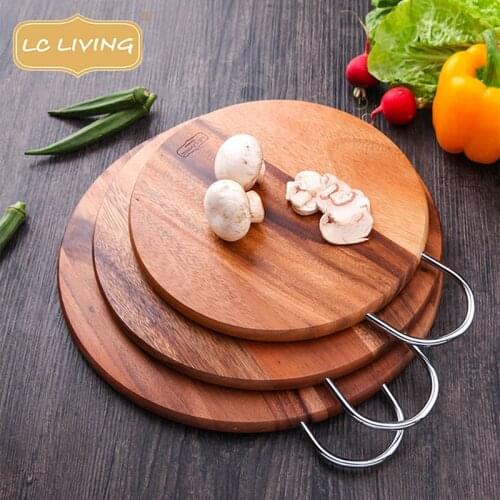 Kitchen Stuff Cutting Board Wood Round Fruit Bread Steak Pizza Cutting Trays Plate Pan Chopping Chess Acacia Board