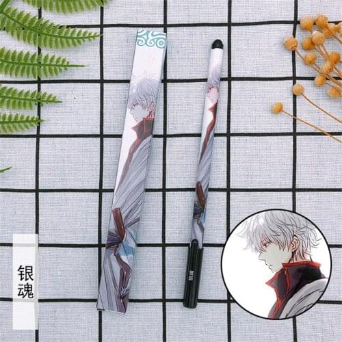 10 pcs/pack Anime GINTAMA Gel pen Sakata Gintoki Kagura Ballpoint Pen 0.5 Black refill Pens toy
