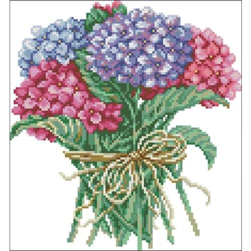 Hydrangea bouquet patterns counted 11CT 14CT 18CT Cross Stitch Sets DIY Chinese Cross-stitch Kits Embroidery Needlework