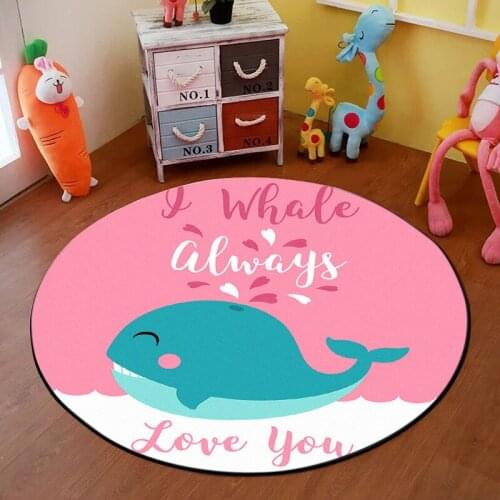 Whale Bear Always Love You Round Animal Anime Rug Doormat Floor Mat Carpet Home Carpet Hotel Living Room Anti Slip