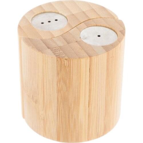 Kitchen Supplies Round Bamboo Seasoning Bottle Kitchen Spice Jar Pot Wooden Seasoning Salt Box Salt Shaker