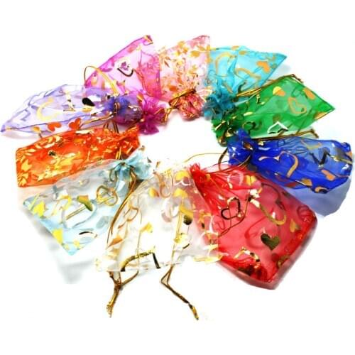 Organza Bags 9x12cm,Wedding Pouches Jewelry Packaging Display Bags Pouches,Wedding Party Crafts Gift Bag ,Mix Colors,100pcs/lot