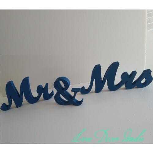 Mr. and Mrs. wooden alphabet - Wedding worn - wedding decorations alphabet - aristocratic blue