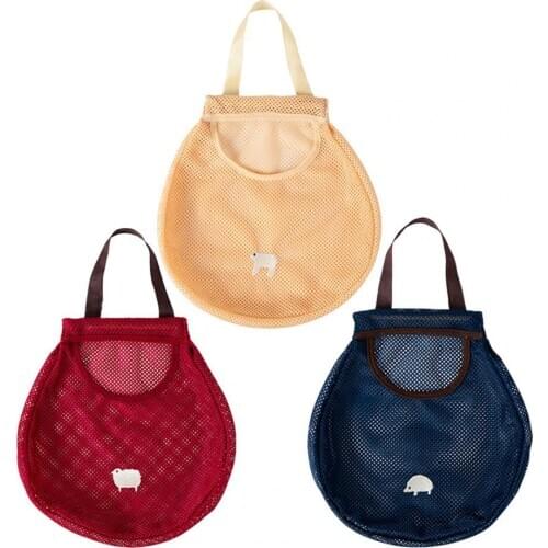Kitchen Multi Function Storage Mesh Bag Reusable Hanging Polyester Mesh Kitchen Hollow Breathable Storage Bag for Fruit