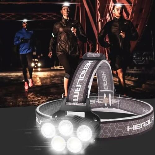 Powerful LED Sensor Headlight Waterproof USB Rechargeable Headlamp Head Torch Flashlight for Camping Hiking Fishing