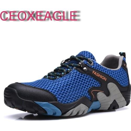 Mens Hiking Suede Leather Wear-Resistant Ourdoor Shoes Men Sport Trekking Walking Mens Tactical Hunting Mountain Sneakers