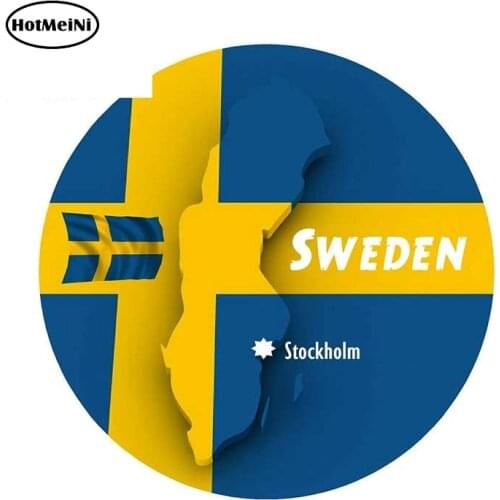 HotMeiNi 13cm x 13cm Car Styling Sweden Map Flag Decal Vinyl Car Sticker for Windows Bumper Laptop Waterproof Car Accessories