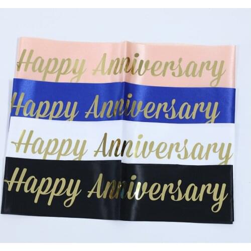 1pcs Happy Anniversary Shoulder Sash Birthday Party Satin Sashes Shoulder Strap Adult Woman Ribbon for Anniversary Party Decors