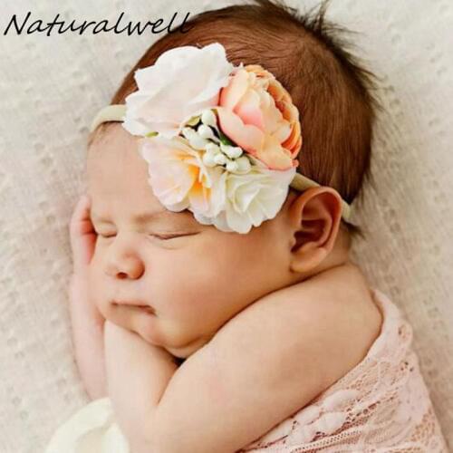 Naturalwell Floral nylon headband Gilrs Flower headbands Newborn hair bows Crown hair band Flower girls hair accessories HB110D