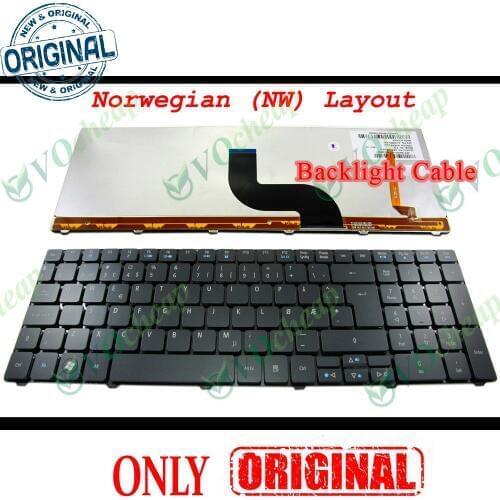 New Laptop keyboard for Acer Aspire 5810 5810T 5410T 5536 5536G 5738 5740 8935 8940 Backlit Black Norwegian NW Version