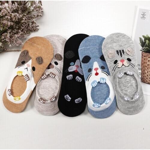 2020 New Socks Cotton Cartoon Invisible Socks Cosplay Anime 5 Pairs / More Cute Harajuku Animal Socks Girls Summer