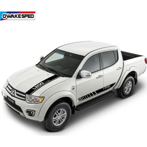 Pickup Trunk Car Hood Bonnet Stripes For Mitsubishi L200 Triton Off Road Styling Vinyl Film Decals Auto Door Side Skirt Sticker