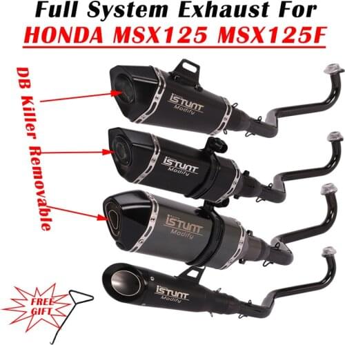 Motorcycle Full Exhaust System Escape Modifid Front Mid Link Pipe Muffler DB Killer Slip On For HONDA MSX 125 MSX125 MSX125SF