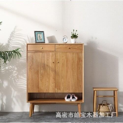 Northern European-Style Solid Wood Shoe Cabinet Simple Modern Porch Cabinet Cabinet Light Luxury Style Living Room Shoes