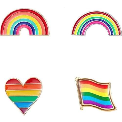 Rinhoo LGBT Design Rainbow Pin Brooch Woman Cartoon Mini Rainbow Brooches Pins Badge Collar Jewelry Gift